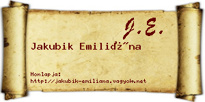 Jakubik Emiliána névjegykártya